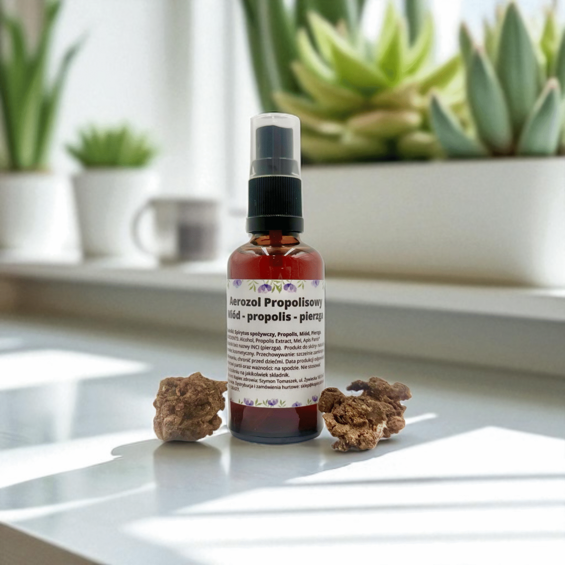 Aerozol Propolisowy- 10% miód, 10% propolis, 10% pierzga