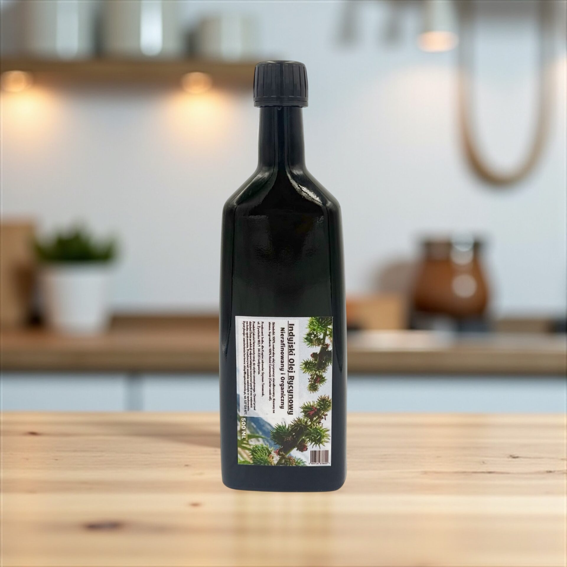 Indyjski Olej Rycynowy Nierafinowany Organiczny 1 litr